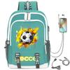 Football Star Printed Schoolbag Backpack Usb Charging Student Backpack Computer Bag