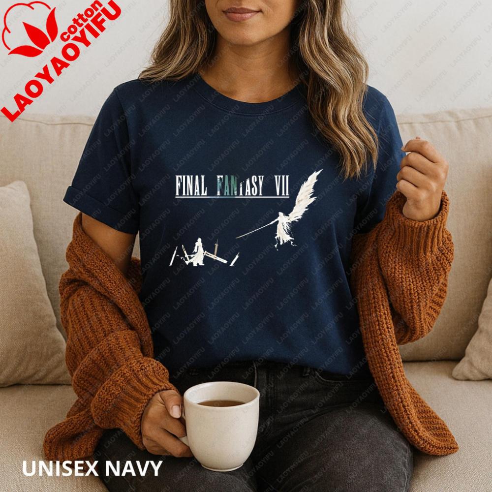 New Final Fantasy VII Fashion Streetwear Cotton Shortsleeved Unisex Pullover with Patterned Design Tshirt