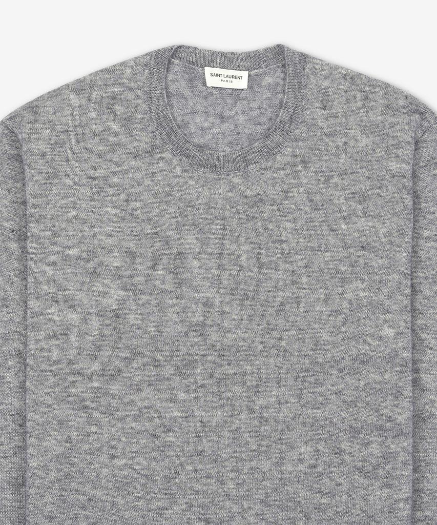 SAINT LAURENT Cashmere And Silk Round Neck Knit - Grey / 781570Y76Lz1403