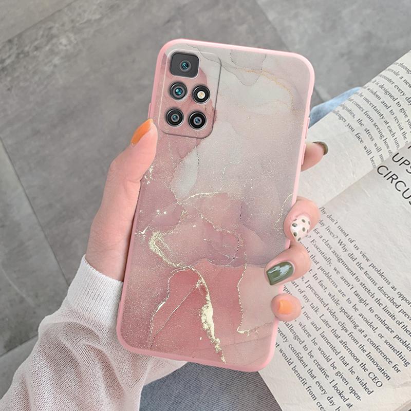Marble Pattern Phone Case For Redmi 10 Redmi10 Protective Cover Case Pink Gold Marble Soft Silicone Funda For Xiaomi Redmi 10