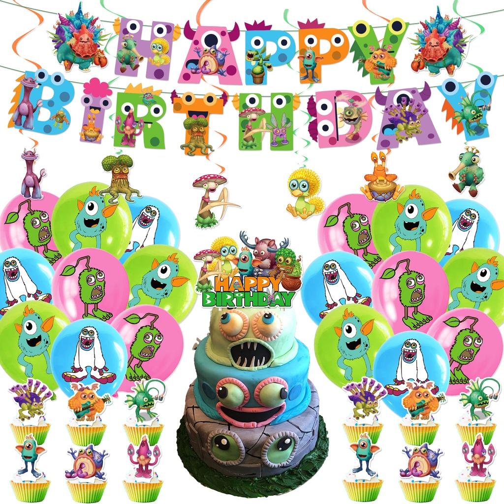 My Singing Monster Birthday Party Decorations Set Flag Balloons Cake Toppers And More