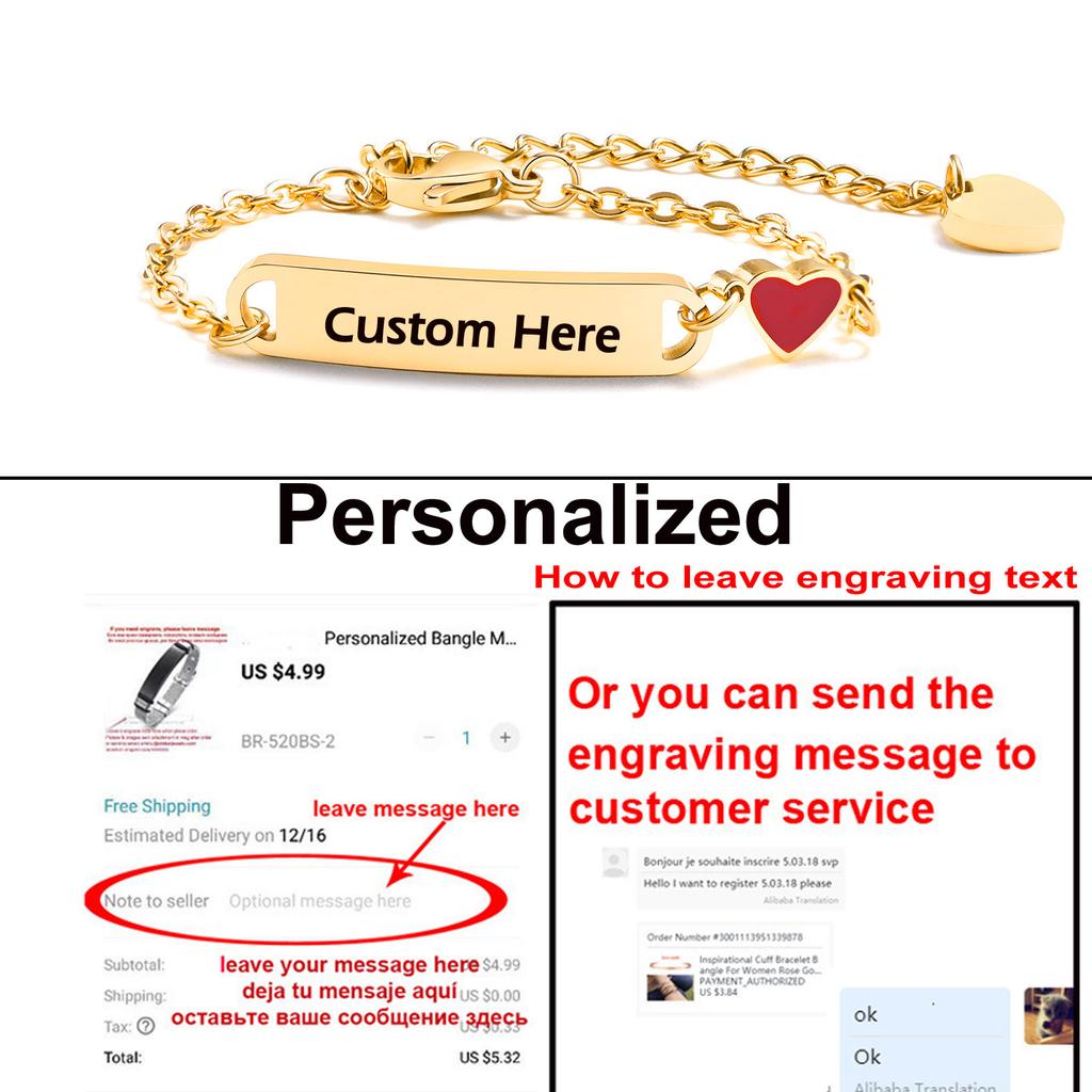 Free Enraving Heart Bracelet Girl Boy , Adjustable Stainless Steel Chain, Personalized Name Date Birthday Gift Not Allergenic