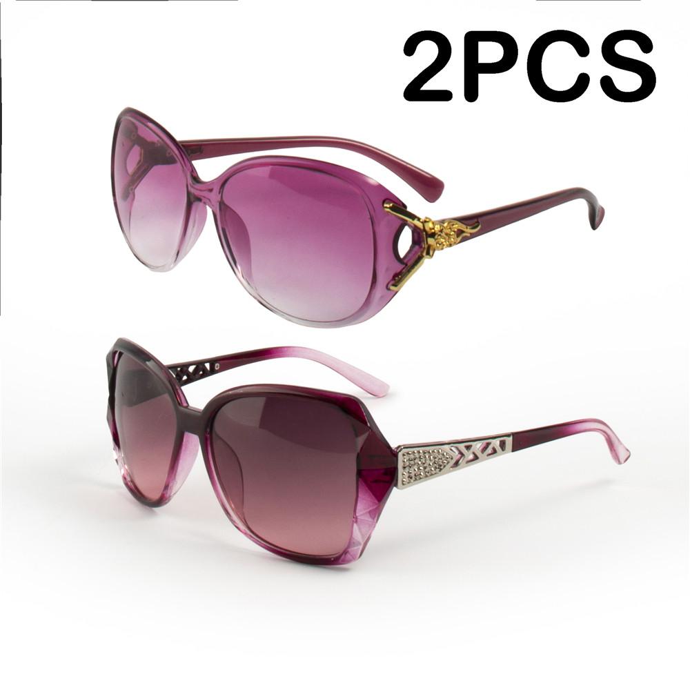 2PCS Fashion Oversized Sunglasses PC Female Big Frame Gradient Sun Glasses mujer