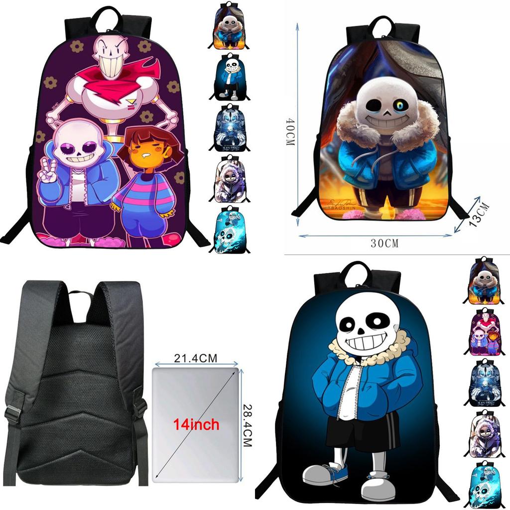 Undertale Sans 16 Inch Children Backpack With Durable Polyester Material And Adjustable Padded Shoulder Straps