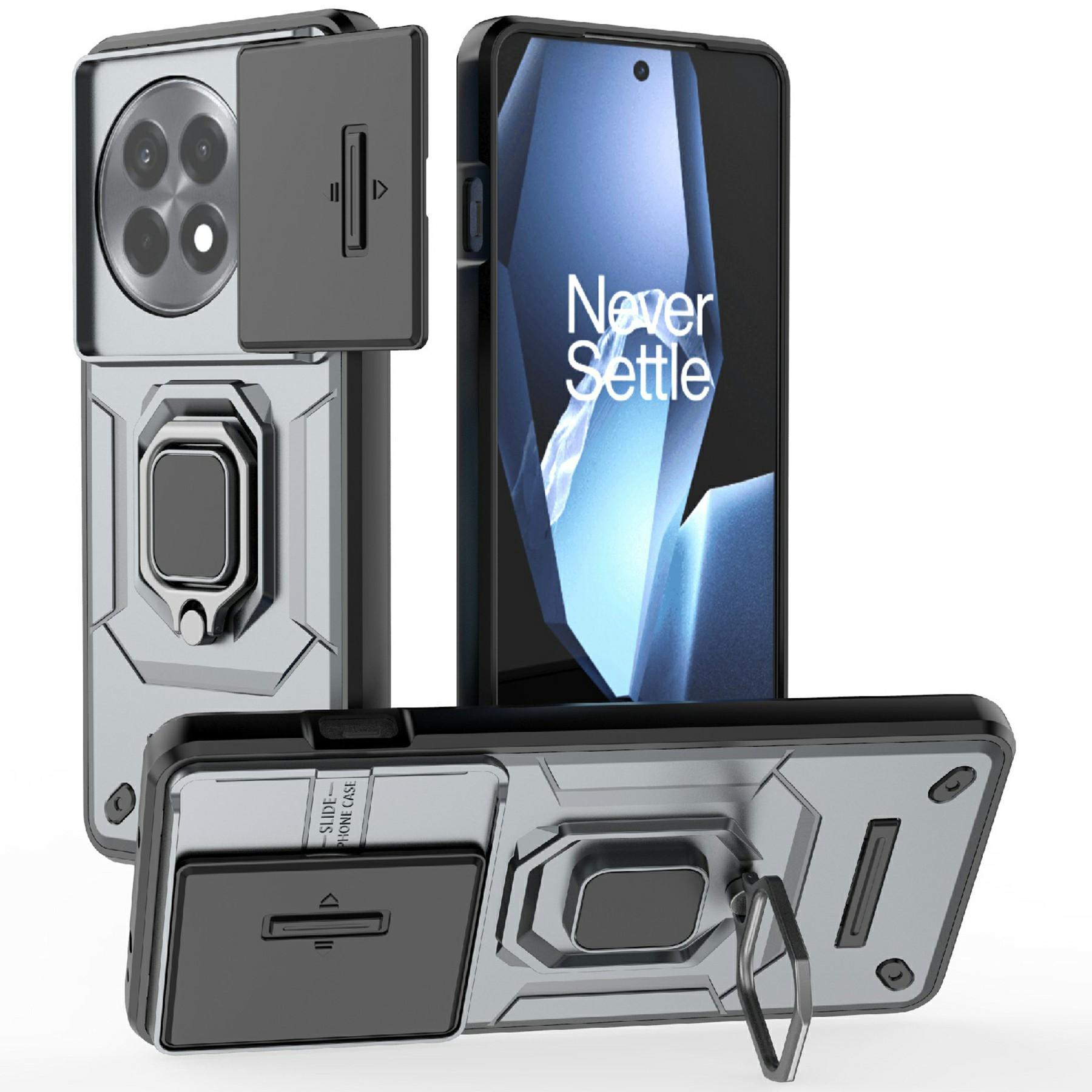 

For OnePlus Ace 5 Pro 5G/Ace 5 5G/13R 5G Case PC+TPU Kickstand Phone Protector with Lens Cover Grey