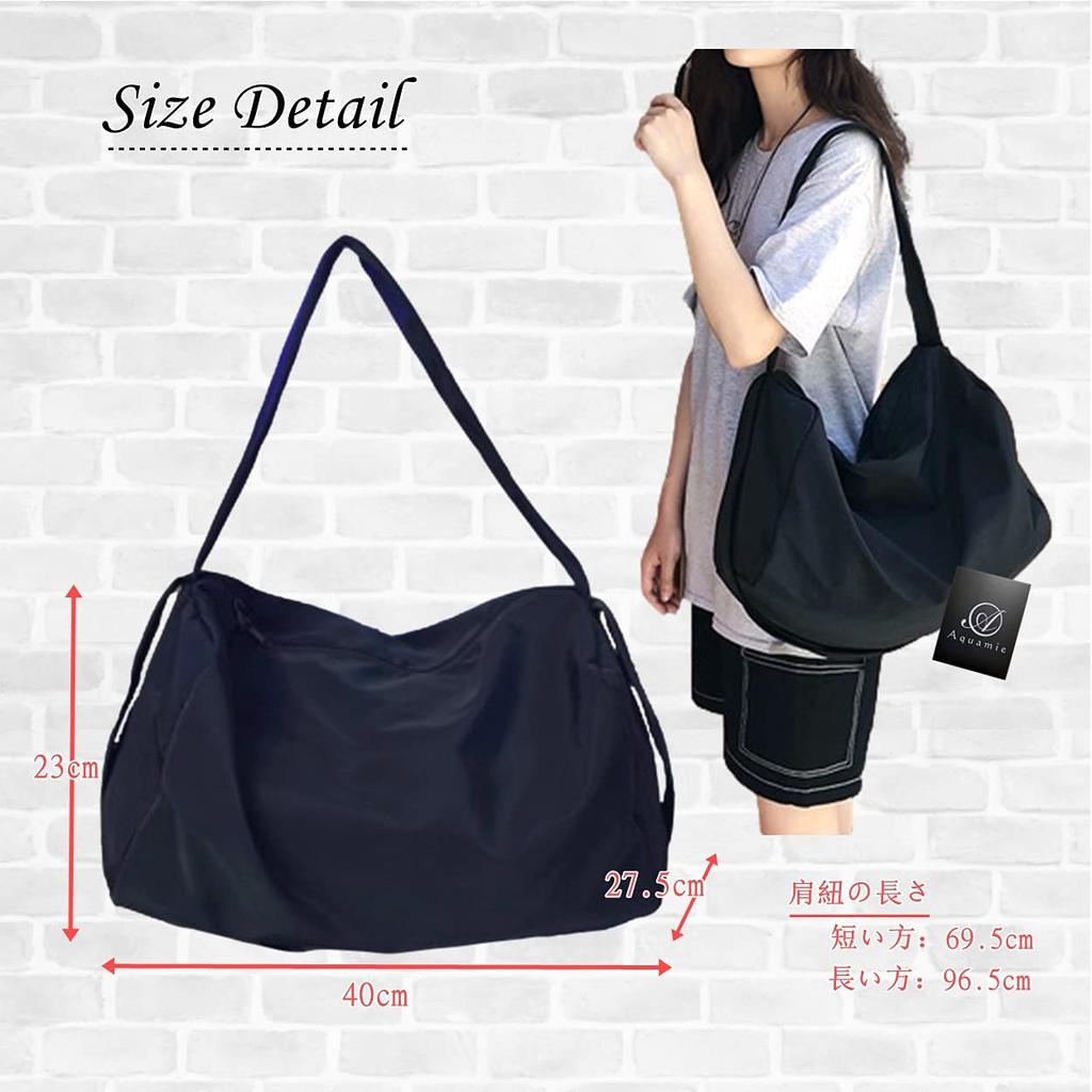 Aquamie Large Nylon Messenger Bag, Shoulder Bag, A4 Size, Horizontal (Green)