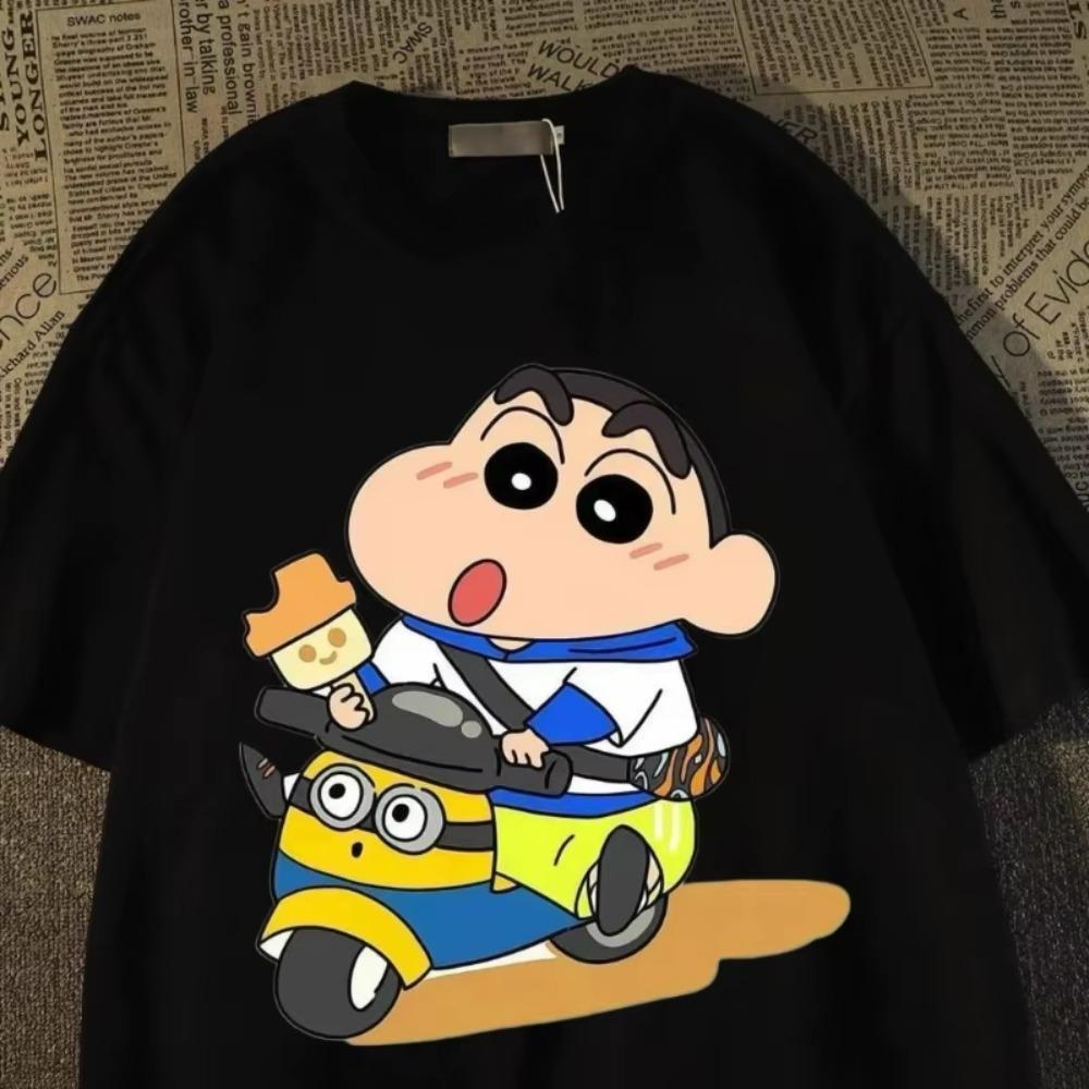 Fashion Crayon Shin Printed Casual Unisex Women TShirt Short Sleeve Street Y2k Harajuku Loose TShirt Kawaii Top Cotton