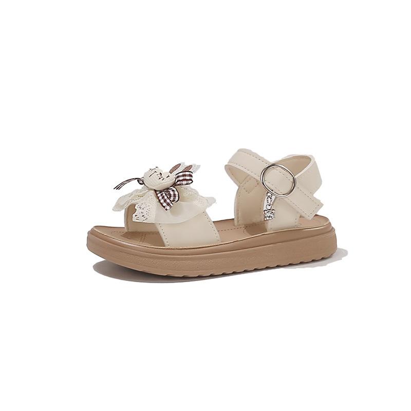 

Summer Open Toe Sandals for Girls Cute Rabbit Pattern Casual Soft Sole Non Slip Beach Shoes size 27