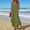 Women's Fashion Casual V-neck Sleeveless  Dresses Print Dresses Beach Long Dresses