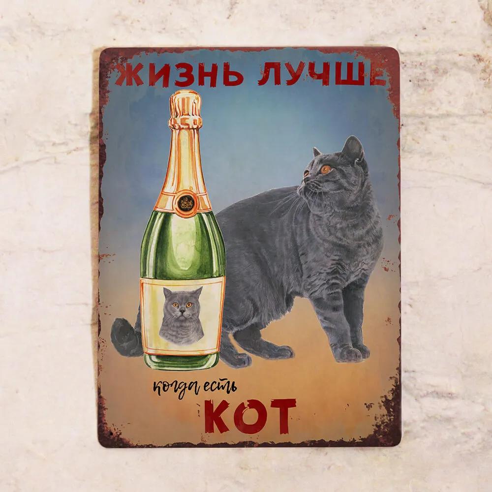 

Metal Sign British Cat Life Is Better Wall Decor Home Gift 20x30 cm