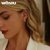 WOSTU 925 Sterling Silver Wedding Engagement Hoop Earrings Big Size AAA Zircon Ear Drop Buckles Woman Girl Jewelry Party Gifts