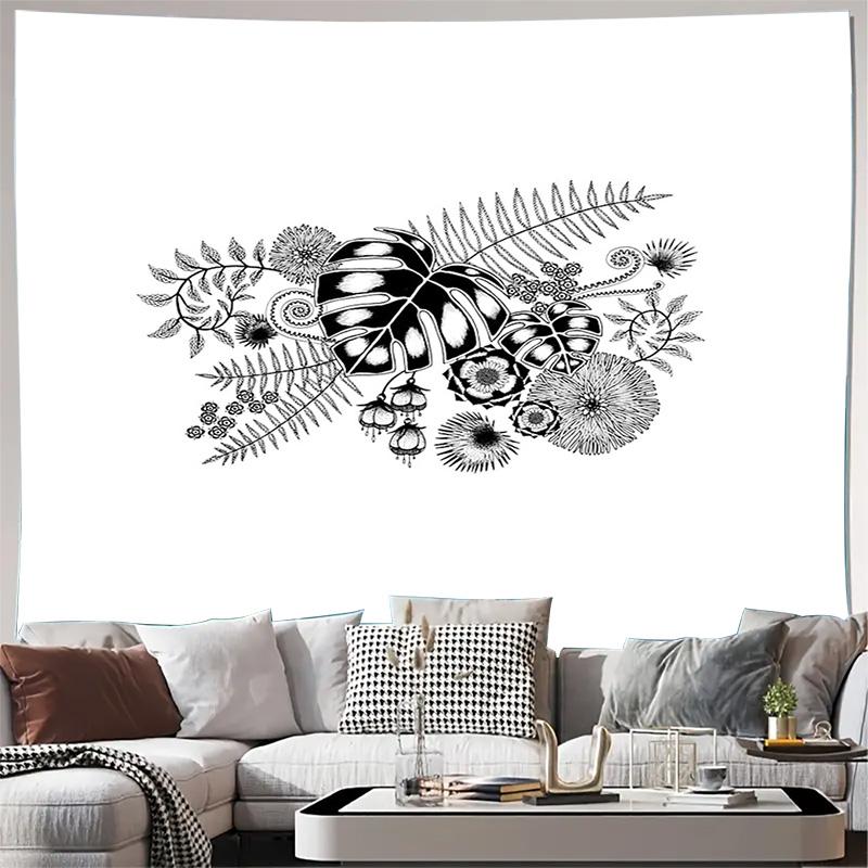 Boho Tapestry Nature Floral Wall Hanging Aesthetic Room Decor Large Wall Art Home Decor Living Room Bedroom Dorm Wall Covering 74x94cm(29x37in)