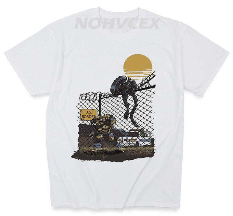 Alien Vs Predator Printing Design Cotton Short Sleeve T Shirt Tops Tees For Men 3XL