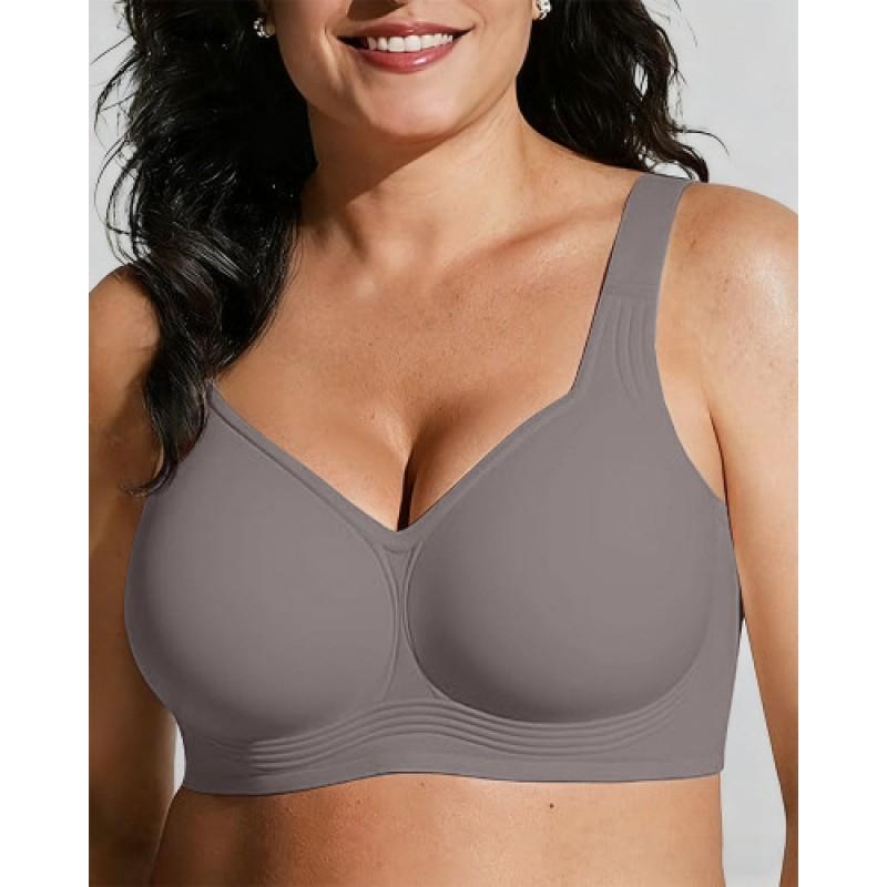 Plus Size Polka Dot Leopard Seamless Wirefree Bra Wide Strap Bust With Padded Cups