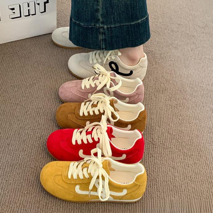 Rote deutsche Trainingsschuhe Damen 2025 neue Frühling Flache Schuhe Lässige Sportschuhe Leicht und nicht ermüdend Forrest Gump Schuhe Damen