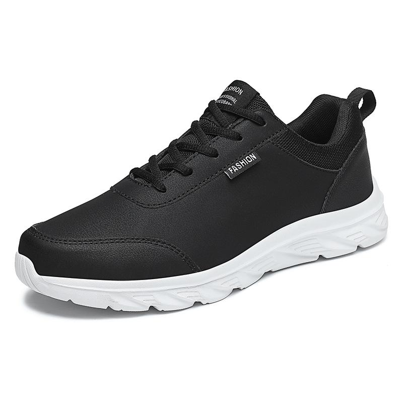 Autumn New Leather Breathable Casual Sports Shoes Large Size Lightweight Soft Sole Running Shoes
