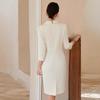 Nine-Sleeve Pleated Two-Piece Professional Dress - Spring/Autumn Style