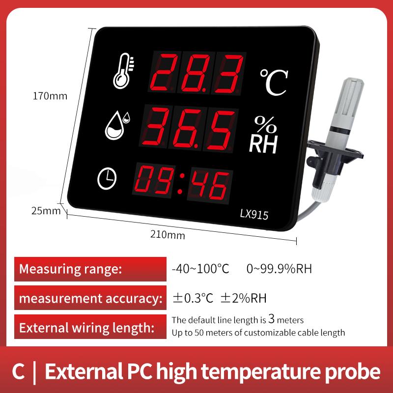 Digital Hygrometer Outdoor Indoor Sauna Thermometer WIth Alarm Digital Wall Clock Temperature Meter And Sensor