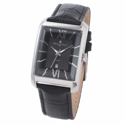 Salvatore Marra Men's and Women's Stainless Steel Watch, Black and Silver, Waterproof, Analog Quartz Movement, Business/Casual, Gift, Includes Cloth,