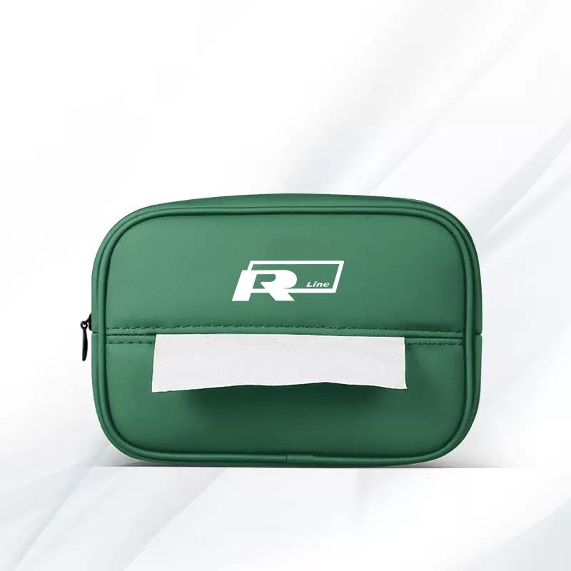 UNYDV1 Leather Car Tissue Box Sun Visor Seat Back Hanging Bag Accessories For Volkswagen VW RLine R GTI Golf Amarok Phaeton ID3 Tiguan