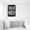 Vintage English vs Math Metal Sign Distressed Rusty Wall Plaque for Home Office Classroom Bar Man Cave Decor