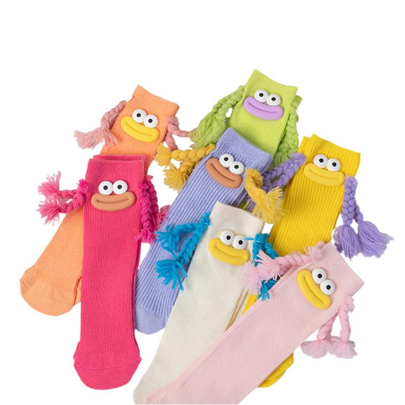 Funny Sock For Kids Ins Fashion Kids Girls Knee High Sock Cotton Cute Doll Children Socks Free Size Baby Stocking 2-10Years