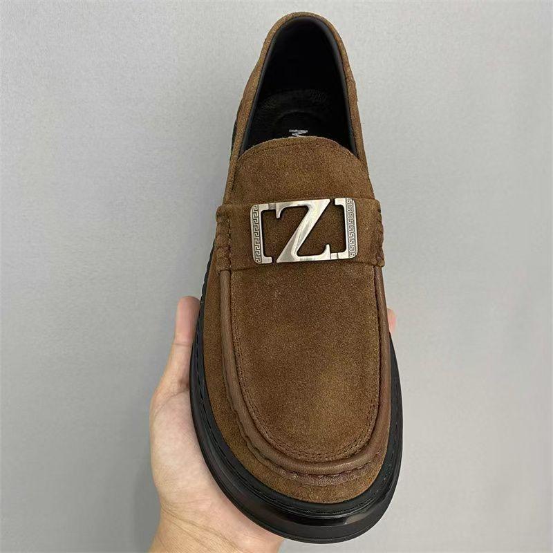 New Men's Shoes Lazy Business Hollow Casual Leather Shoes Men's Thick-soled Versatile Leather Breathable Doudou Shoes