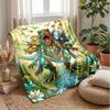 Dinosaur Fantasy Artwork Blanket Personalized Name Flannel Blanket Soft Cozy Plush Throw for Sofa Bed Lightweight Home Decor