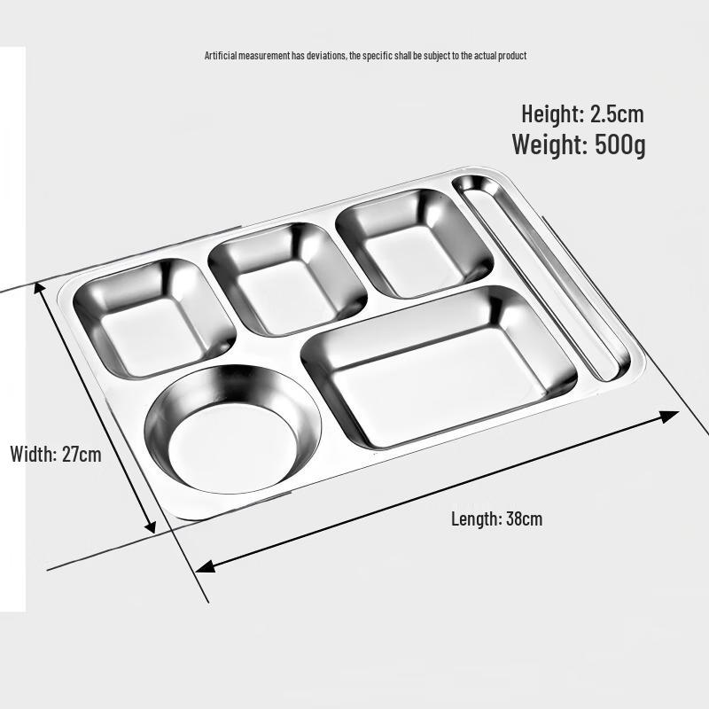 Stainless Steel Five-Compartment Dinner Plate