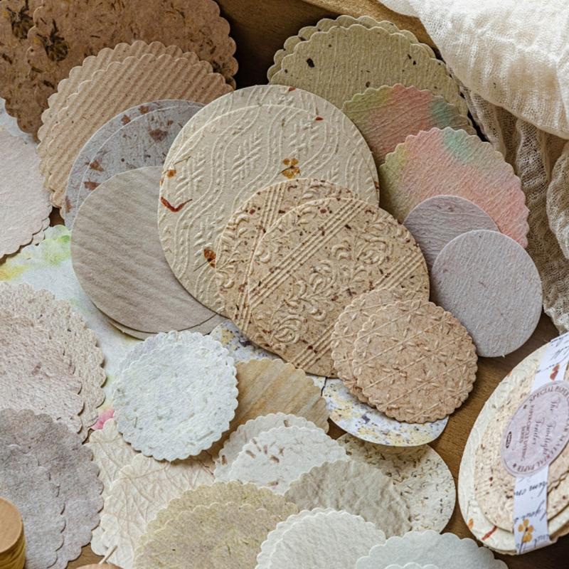 Light Retro Decorative Paper Disks Paper Disc For Journals Gift Packaging Creative Projects Soft Color Palette