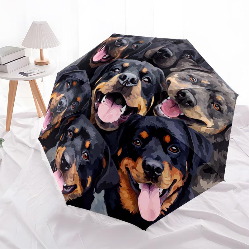 1 PC Automatic Folding Umbrella - Rottweiler Pattern, Portable & Foldable Design with 8 Ribs, Christmas Birthday Gifts
