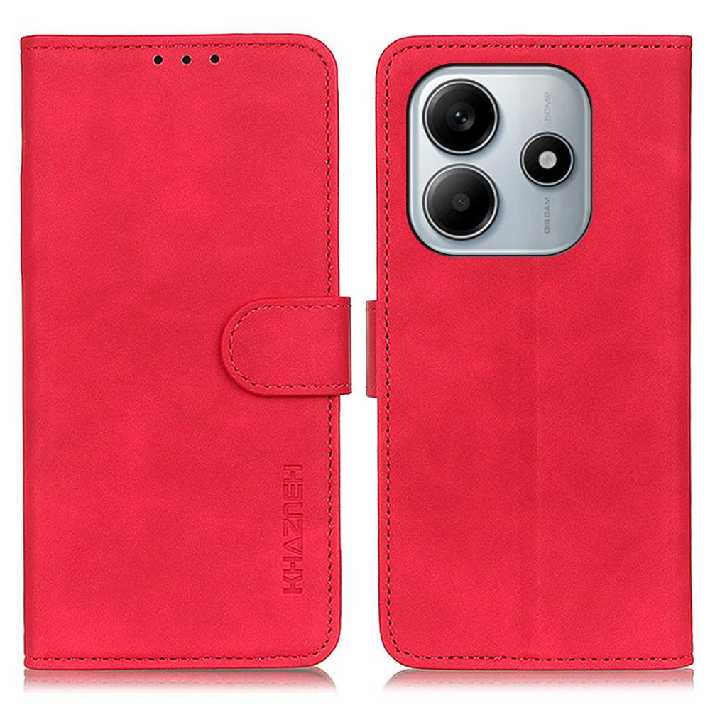 

KHAZNEH Для Xiaomi Redmi Note 14 4G (163,25x76,55x8,16 мм) Чехол-кошелек из искусственной кожи, чехол для телефона с ретро-текстурой Red