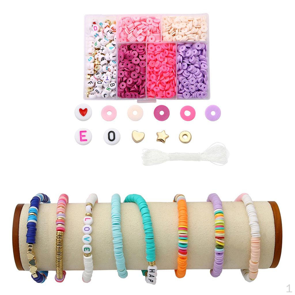 

Polymer Clay Beads DIY Jewelry Marking Kit for Bracelets Necklace, Loose Spacer Letter Pink