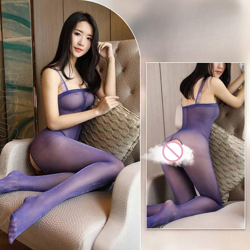 New Sexy and Romantic Silk Stockings for Women with An Open Crotch and No Shedding Fully Transparent Lace Jumpsuit, and Long