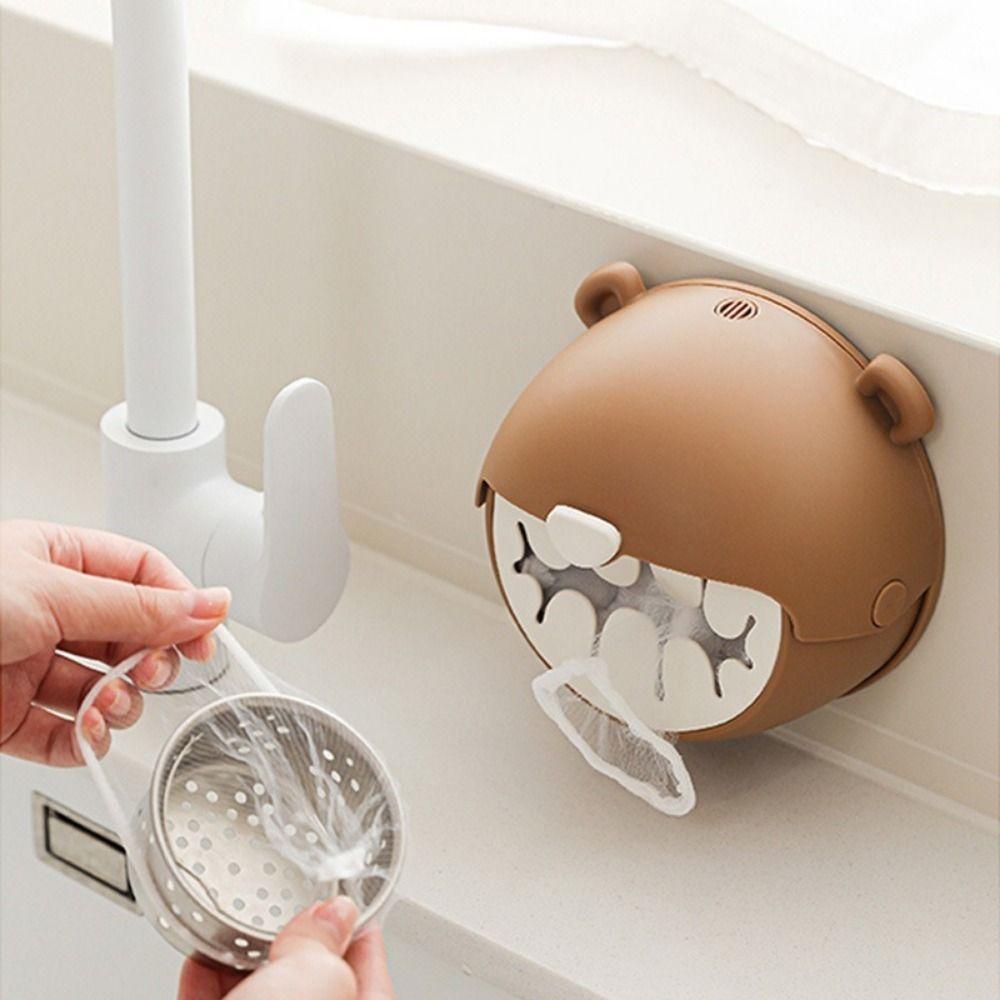 Bear Shape Food Covers Storage Box Wall Mounted Fresh Keeping Bags Dispenser  Kitchen