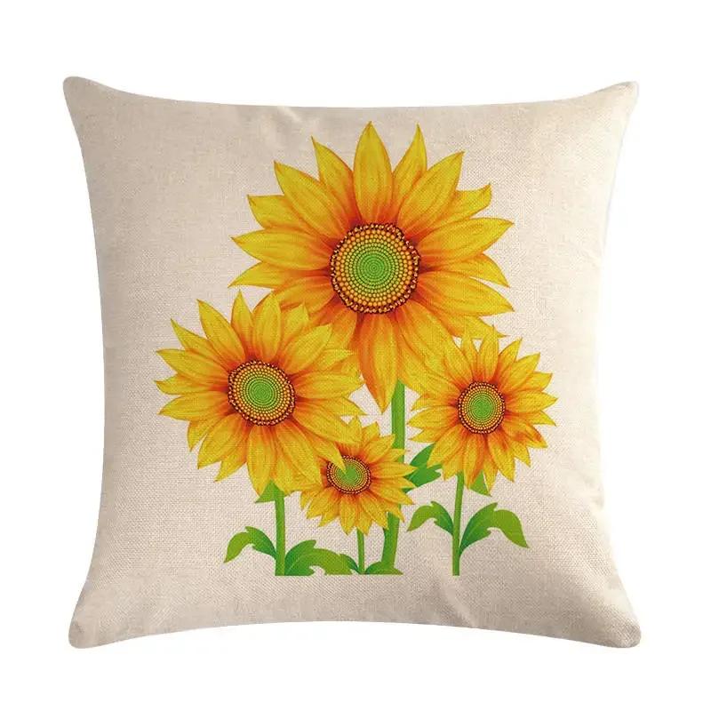 New 45*45Cm Yellow Sunflower Pillowcase Linen Pillowcase Home Sofa Decorative Cushion Cover