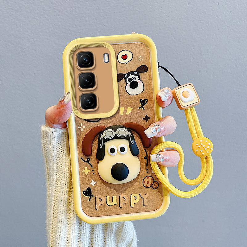 KEYSION Shockproof Case for Infinix Hot 50 4G 5G with Lanyard Soft Silicone Cute 3D Cartoon Doll Phone Cover for Infinix Hot 50 Pro 4G
