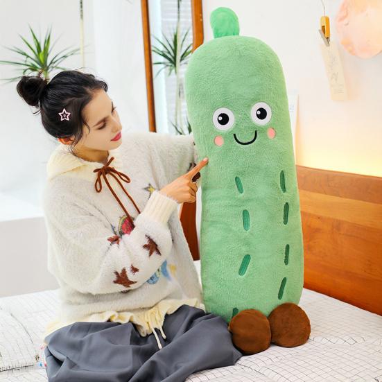 Smil Agurk Plysjdukke Bedårende Grønnsaks-Emotikon Kastepute Myk Utstoppet Grønnsaksleke Dekorative Gaver