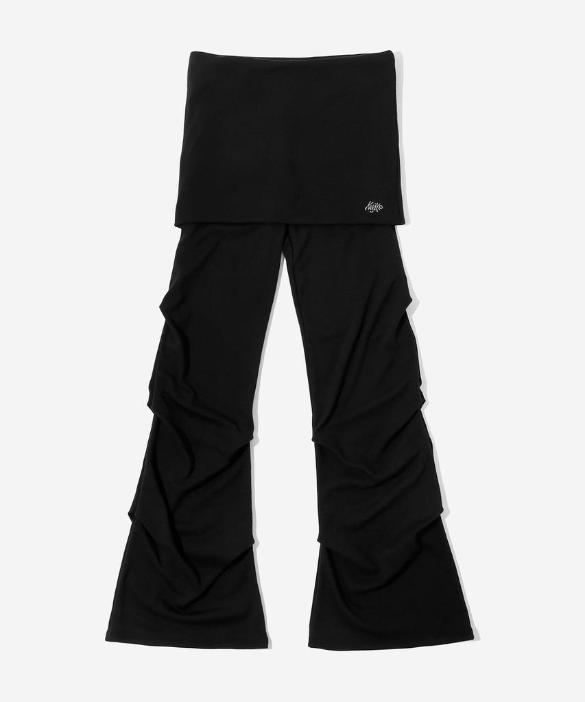KIJIKO Ke609-Shirring Skirt Leggings Black