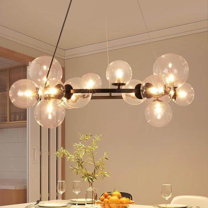 Pendant Lamp - NETTLIFE - G9 - 14 Bulbs - Black - Ø 80 Cm
