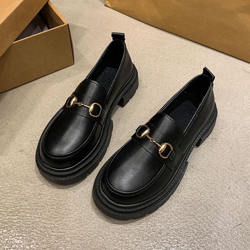 

Retro British style small leather shoes women s 2025 spring and autumn new thick-soled versatile Japanese jk shoes black loafers single shoes 35