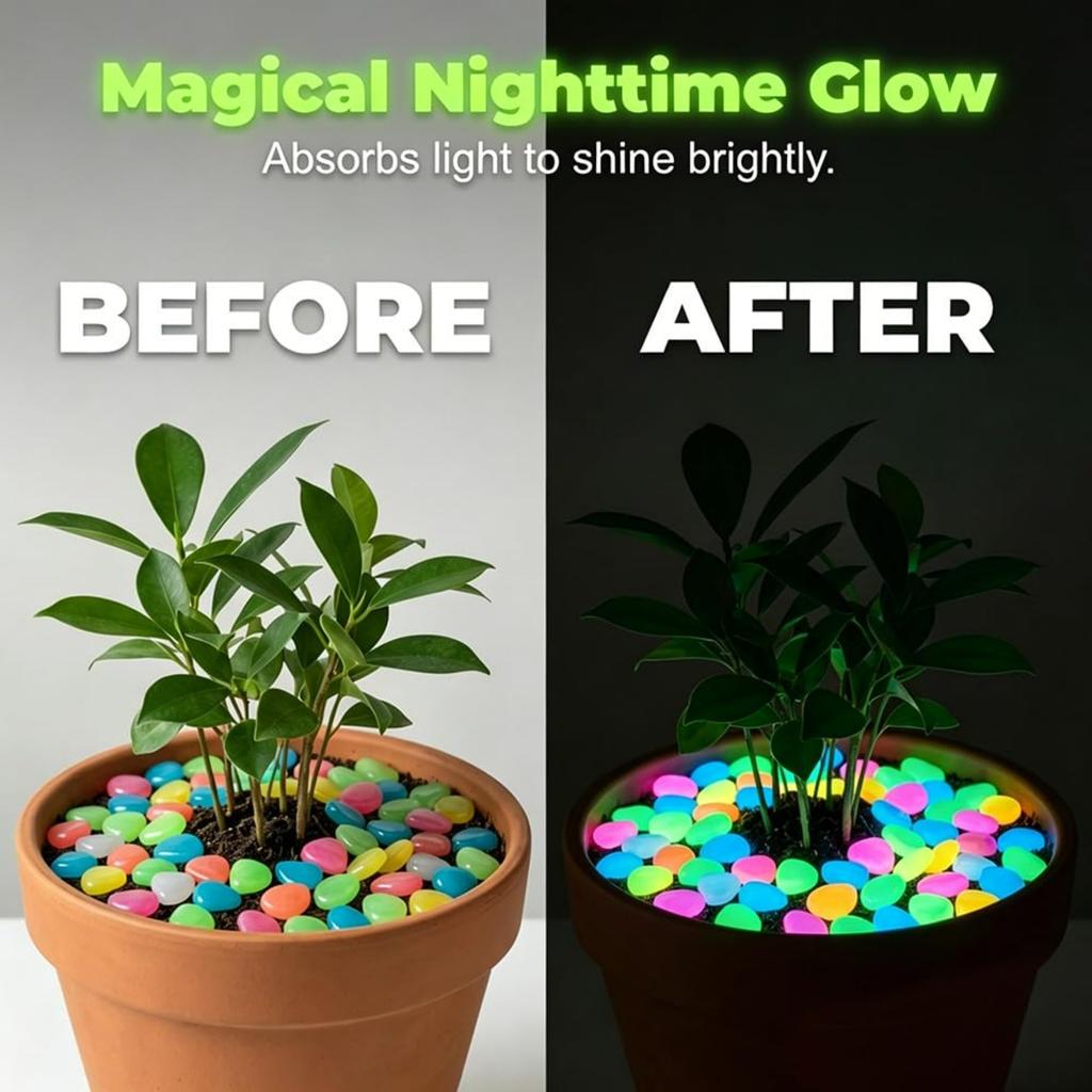 Outdoor Luminous Stones for Glow In the Dark Walkways, Garden River Pebbles, Artificial Landscape Rocks for Driveway Walkway Stepping Stone Paths
