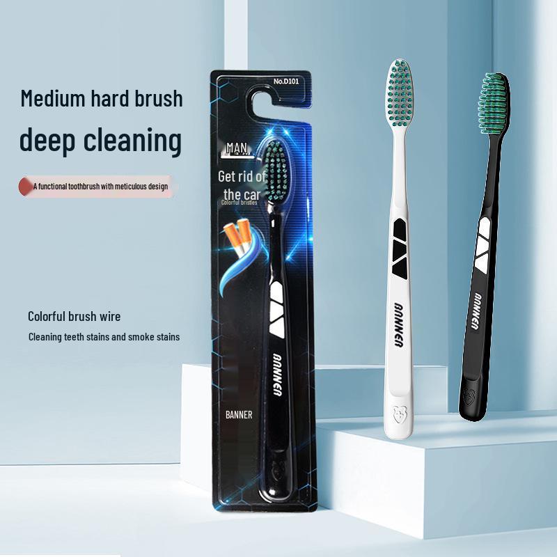Dual-Use Soft Bristle Toothbrush & Tongue Scraper for Adults – Oral Cleaner