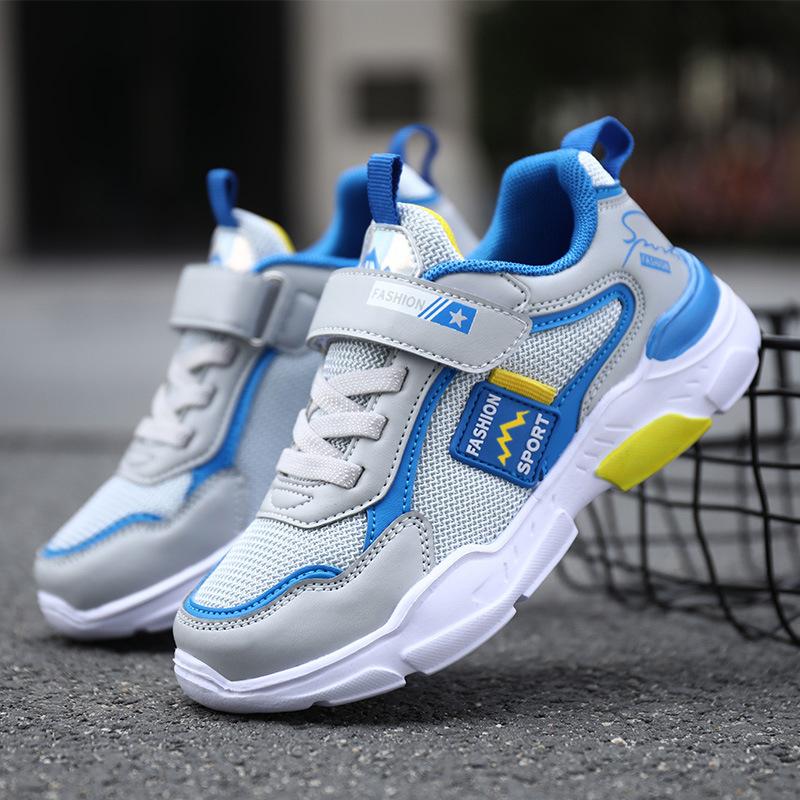 Student soft-soled running shoes children's sports shoes boys' shoes medium-sized older boys' spring and autumn breathable single pair of mesh shoes