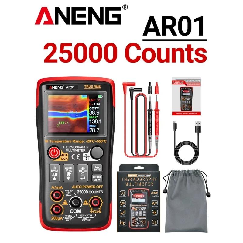 New ANENG AR01 HD Thermal Imager Multimeter 2 in 1 25000 Counts  AC/DC Voltage Current Tester 250M Ohm Multimetro TFT Tester Tool with Digital Display