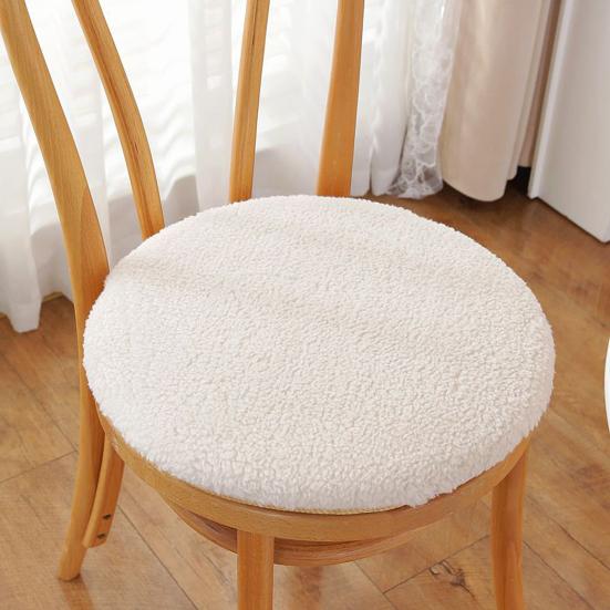 Fleece Kulatý Polštář na Židli Plyšový Sedák z Umělé Ovčí Vlny se Zipem Zima