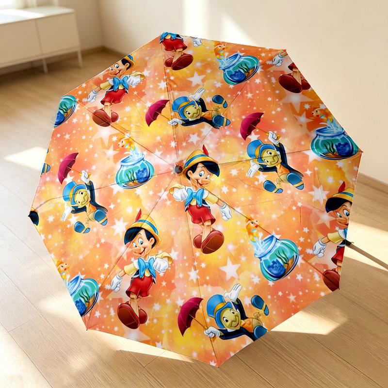 Pinocchio Dreams 8 Ribs 3Fold Black Glue Uv Protection Umbrella Sun Protection Rainproof Compact Folding Umbrella For Travel Daily Use C924467
