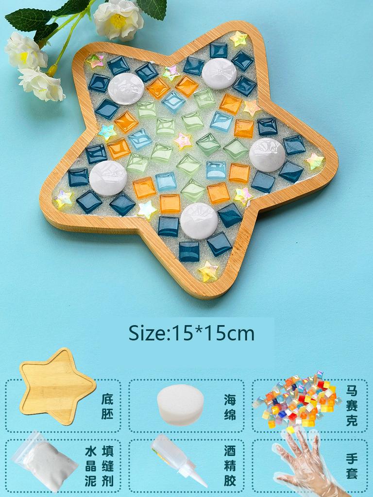 Bamboo Mosaic DIY Coasters Handmade Creative Material for Cup Mat Placemat Mosaic Crystal Craft Tool Kit Kids Gift