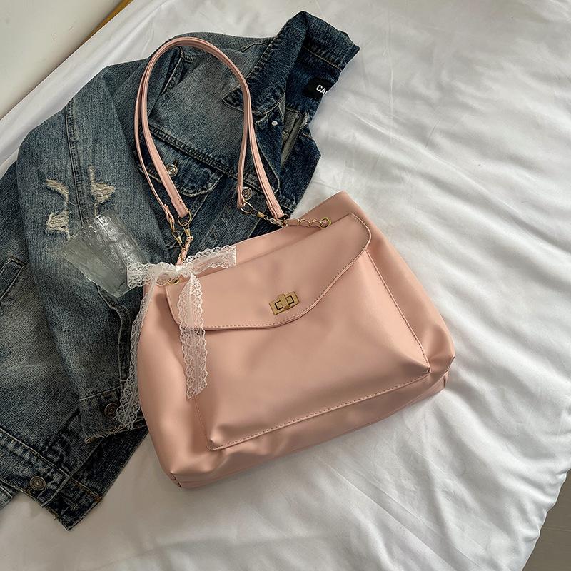 Versatile Large Capacity Bag for Women, 2026 New Trendy Korean Versi Tote Bag, Fashiable Solid Color Chain Crossbody Bags