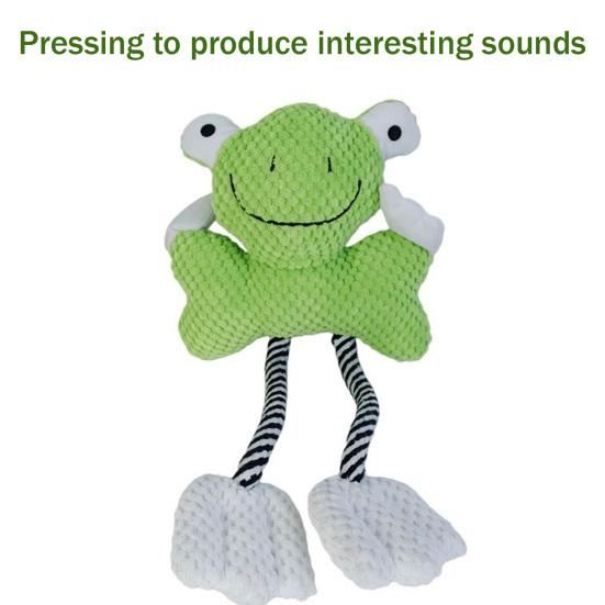 Squeaky Dog Toys for Small Medium Large Dogs Plush Frog Shaped Pet Tug Toy Interactive Stuffed Puppy Chew Toy for Training Teething